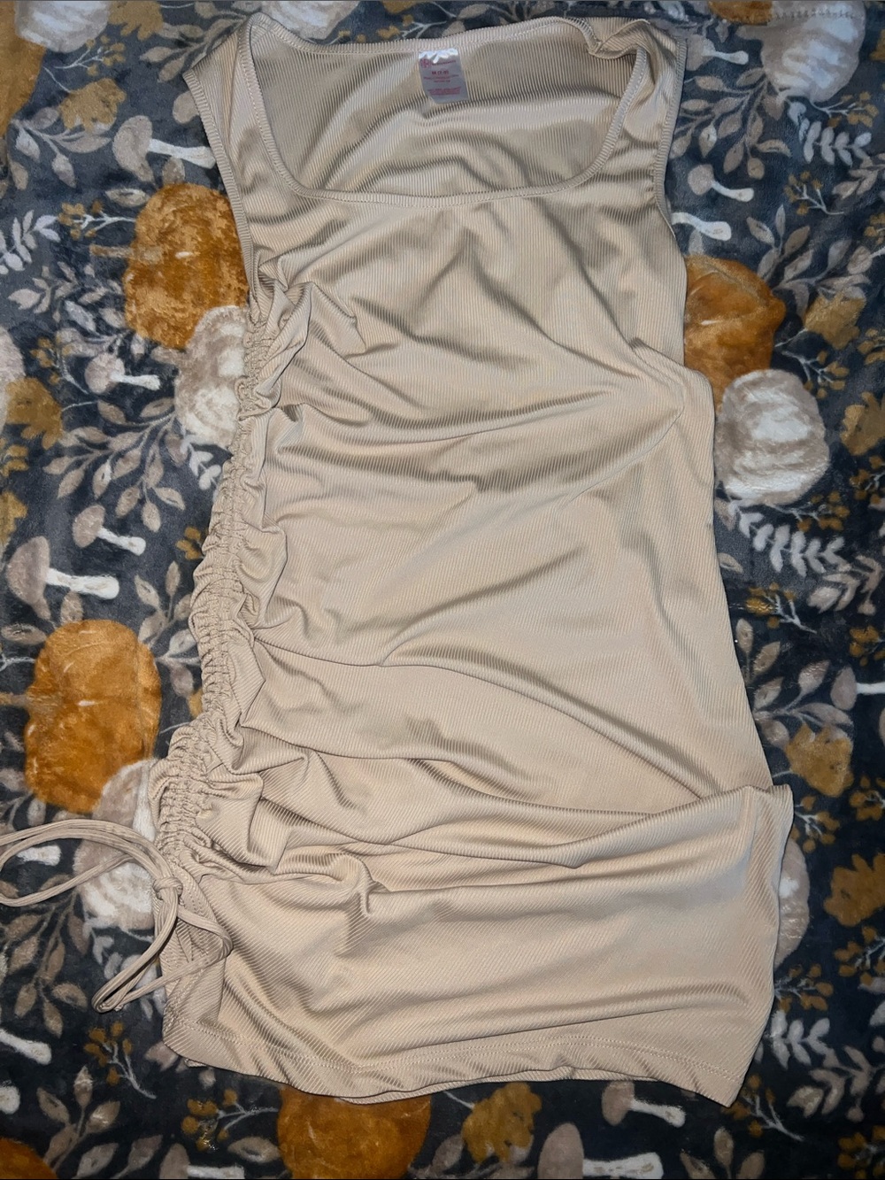 No Boundaries Cream Ruched-Side Dress